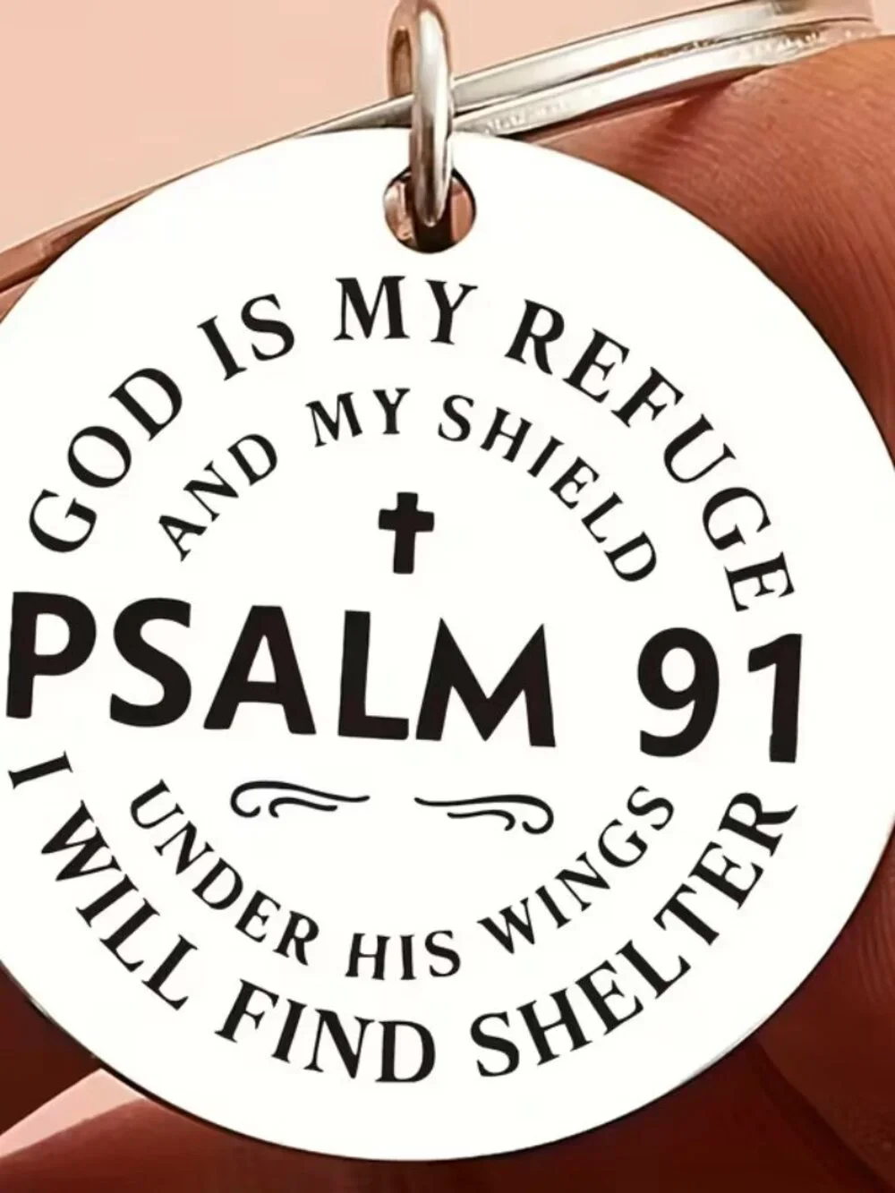 Psalm 91 Christian Keychain God Is My Refuge Shield Faith Inspirational Gift